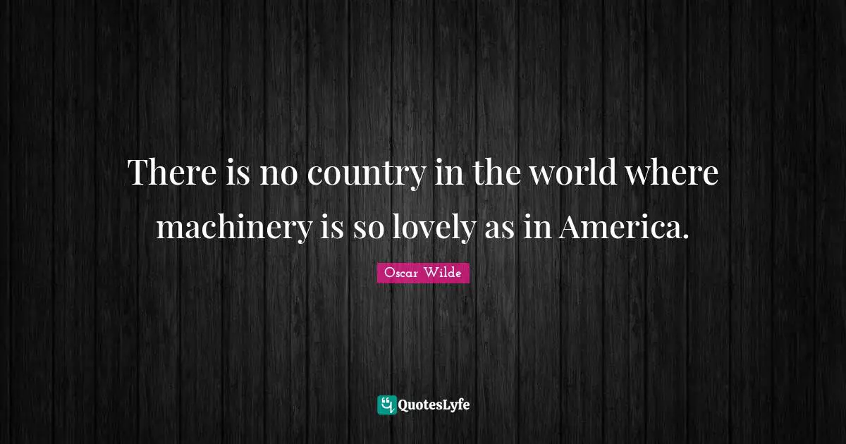 There is no country in the world where machinery is so lovely as in America.