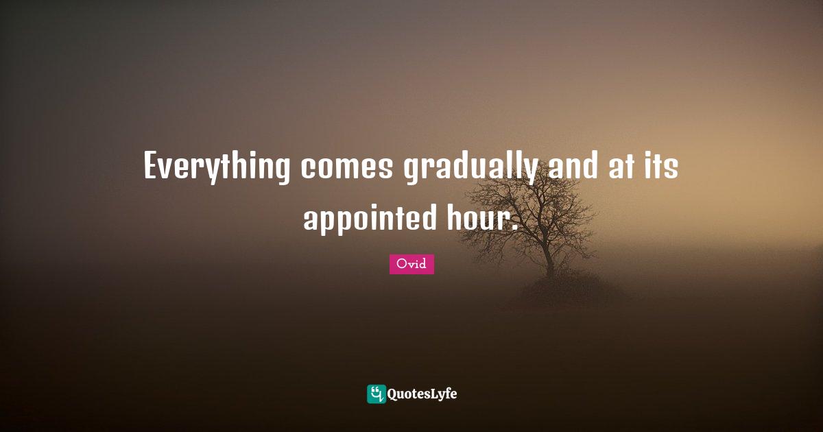Everything comes gradually and at its appointed hour.