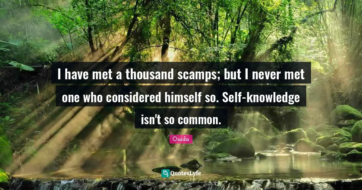 I have met a thousand scamps; but I never met one who considered himself so. Self-knowledge isn't so common.