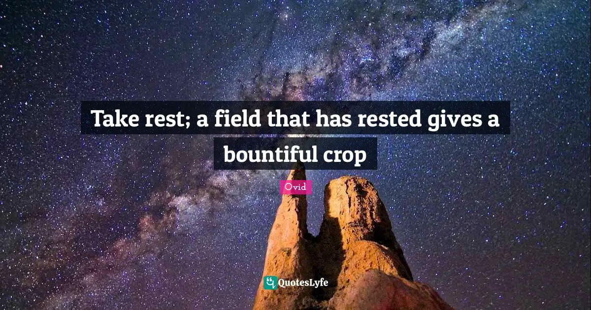 Wisdom Inspirational Quotes: "Take rest; a field that has rested gives a bountiful crop"