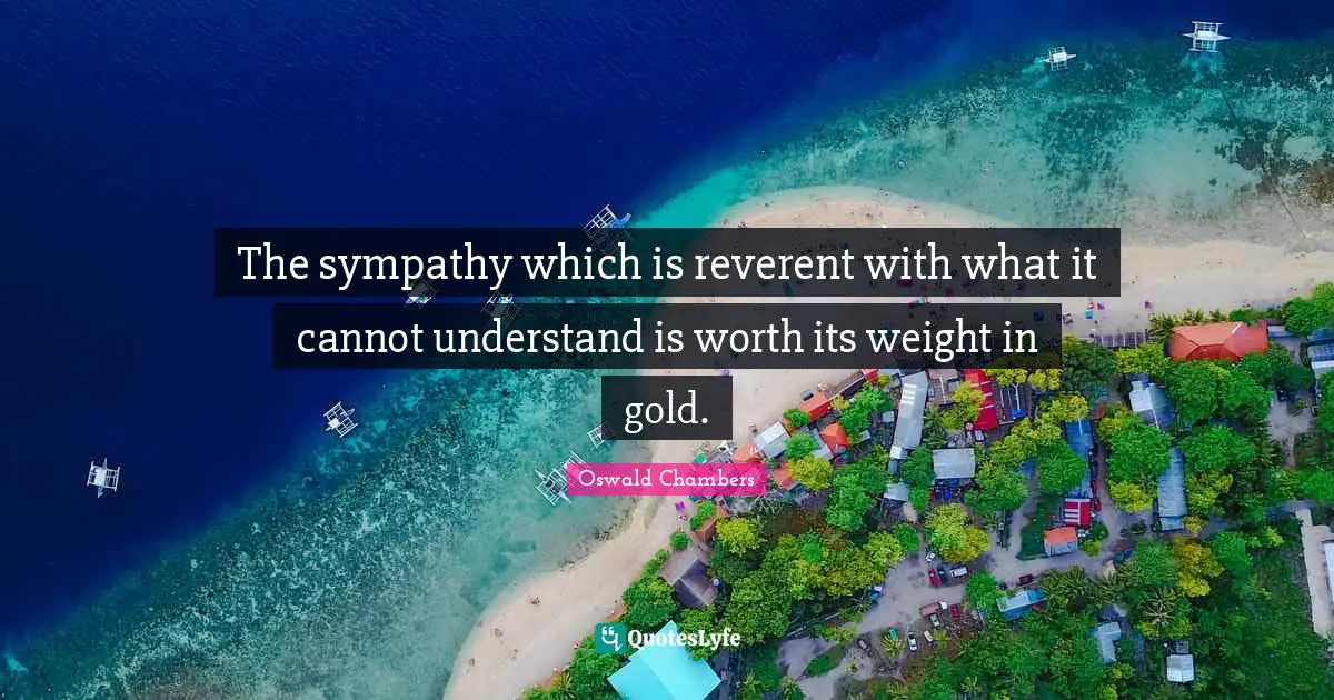 The sympathy which is reverent with what it cannot understand is worth its weight in gold.