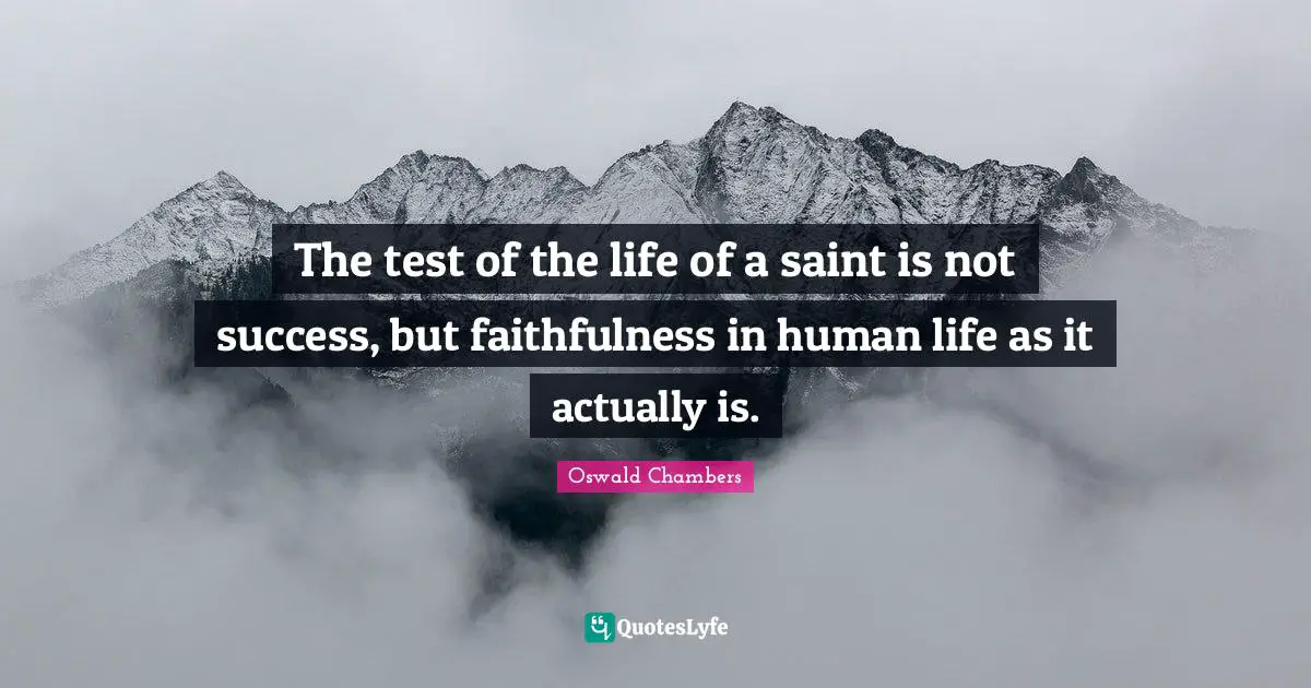 The test of the life of a saint is not success, but faithfulness in human life as it actually is.