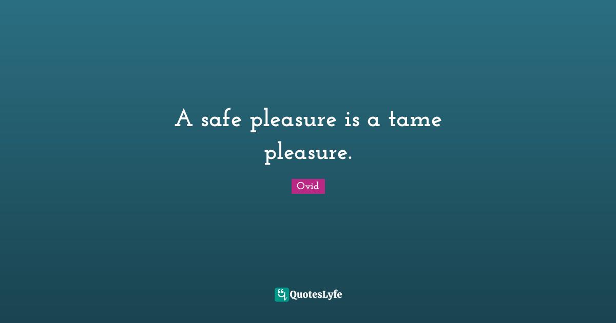 A safe pleasure is a tame pleasure.