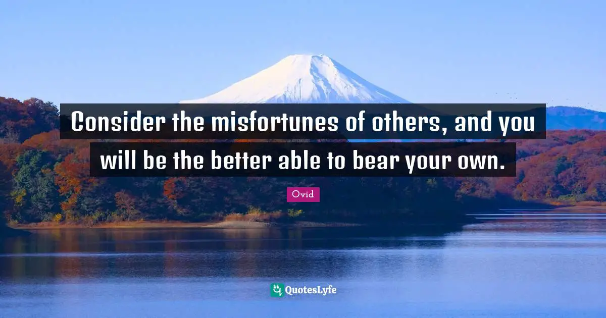 Consider the misfortunes of others, and you will be the better able to bear your own.
