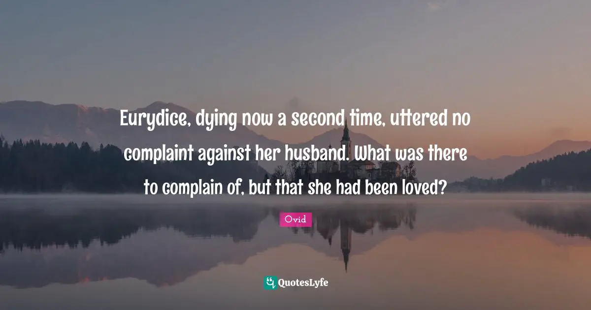 Eurydice, dying now a second time, uttered no complaint against her husband. What was there to complain of, but that she had been loved?
