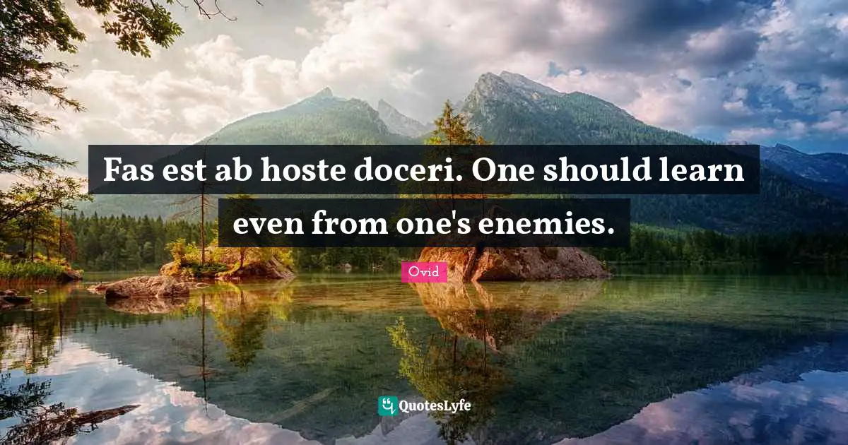 Fas est ab hoste doceri. One should learn even from one's enemies.