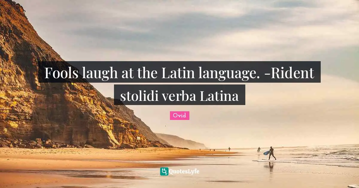 Fools laugh at the Latin language. -Rident stolidi verba Latina