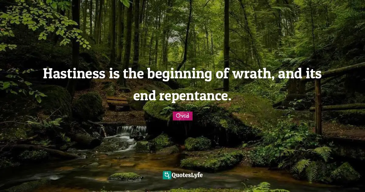 Hastiness is the beginning of wrath, and its end repentance.