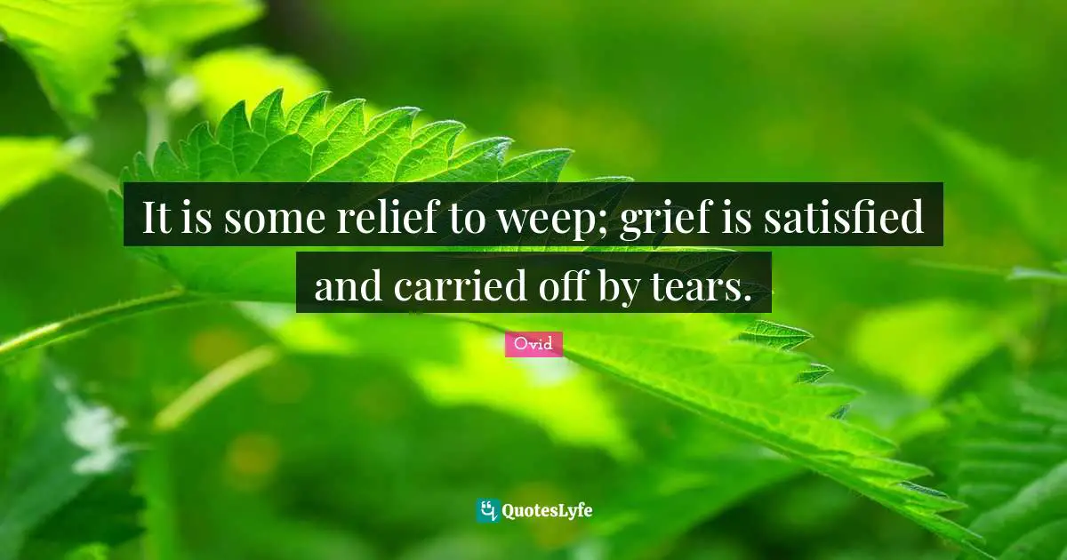 It is some relief to weep; grief is satisfied and carried off by tears.