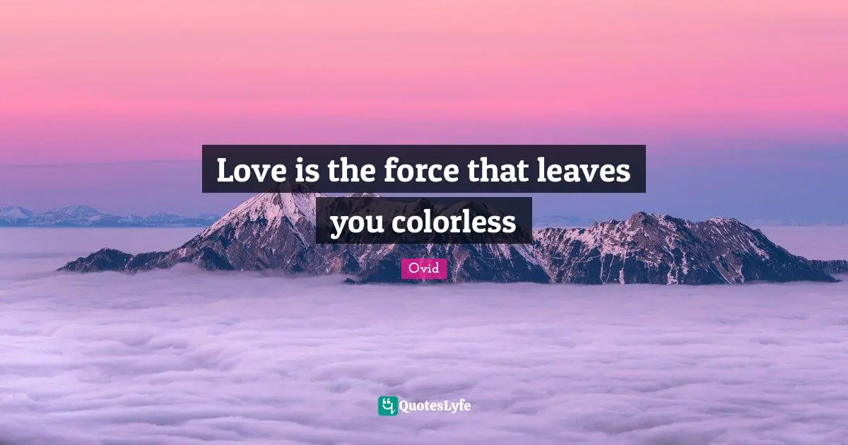 Love is the force that leaves you colorless