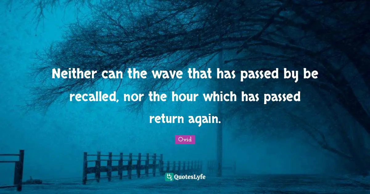 Neither can the wave that has passed by be recalled, nor the hour which has passed return again.