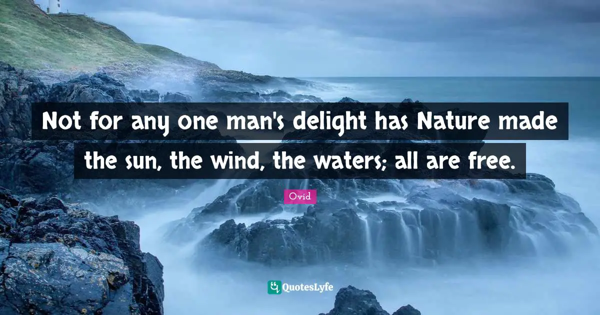 Not for any one man's delight has Nature made the sun, the wind, the waters; all are free.