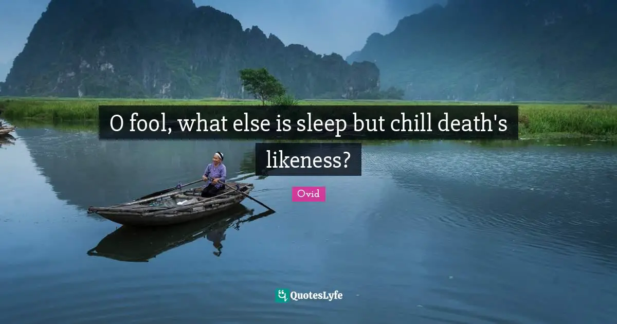 O fool, what else is sleep but chill death's likeness?