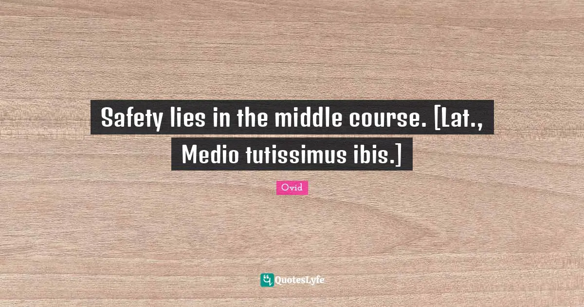 Safety lies in the middle course. [Lat., Medio tutissimus ibis.]