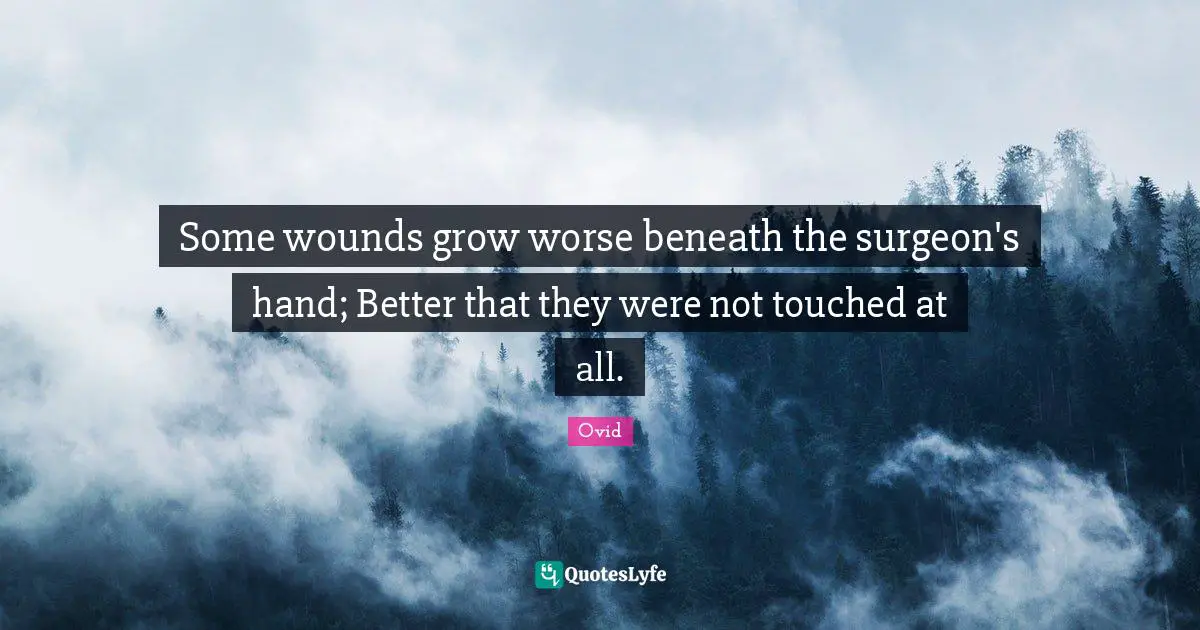 Some wounds grow worse beneath the surgeon's hand; Better that they were not touched at all.