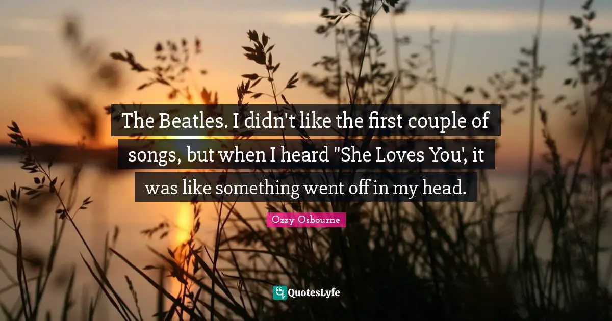 The Beatles. I didn't like the ﬁrst couple of songs, but when I heard "She Loves You', it was like something went off in my head.