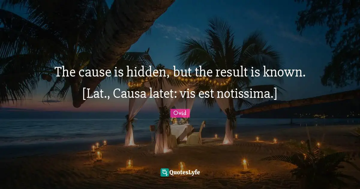 The cause is hidden, but the result is known. [Lat., Causa latet: vis est notissima.]