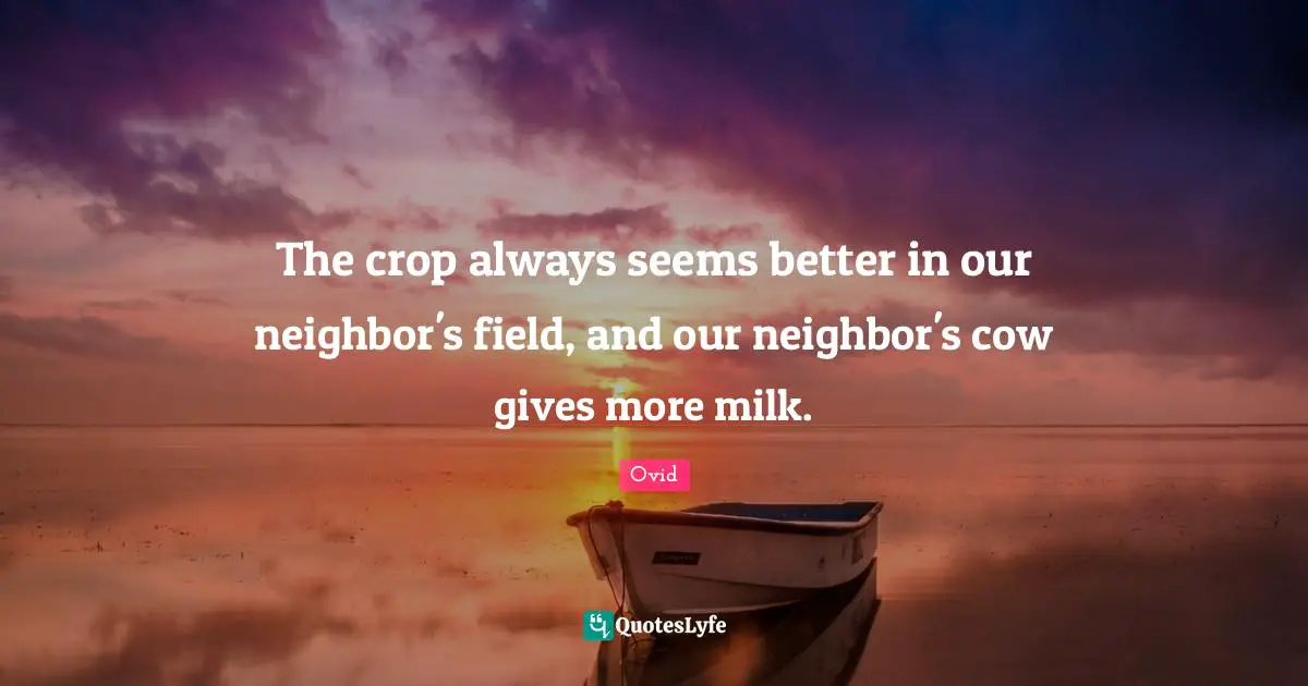 The crop always seems better in our neighbor's field, and our neighbor's cow gives more milk.