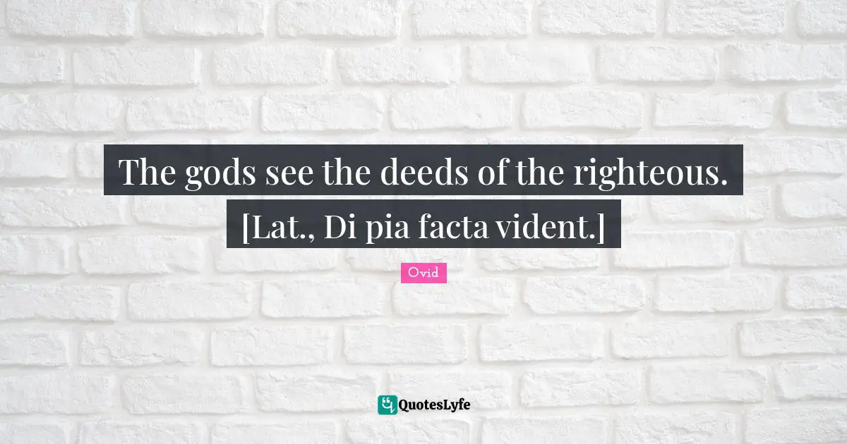The gods see the deeds of the righteous. [Lat., Di pia facta vident.]