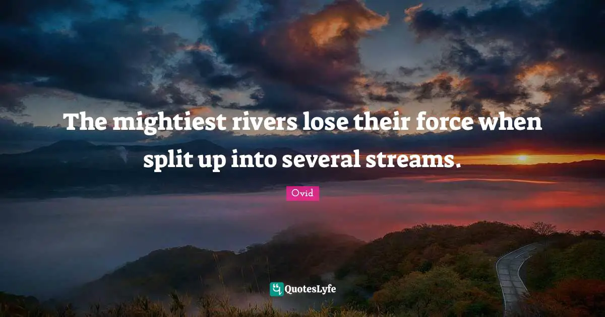 The mightiest rivers lose their force when split up into several streams.