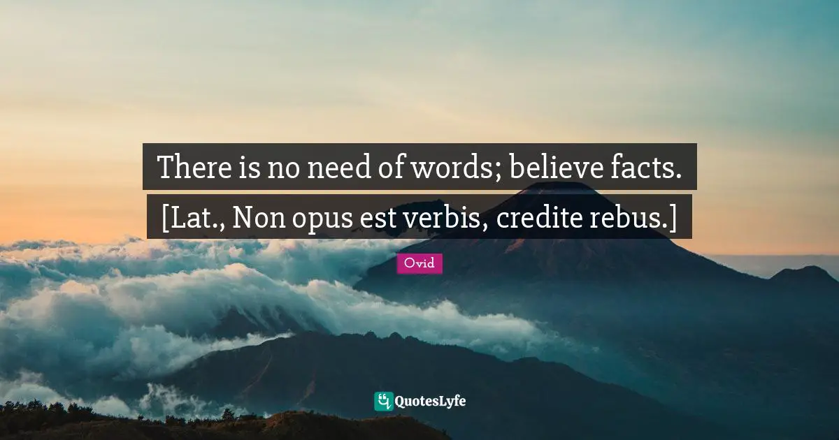 There is no need of words; believe facts. [Lat., Non opus est verbis, credite rebus.]