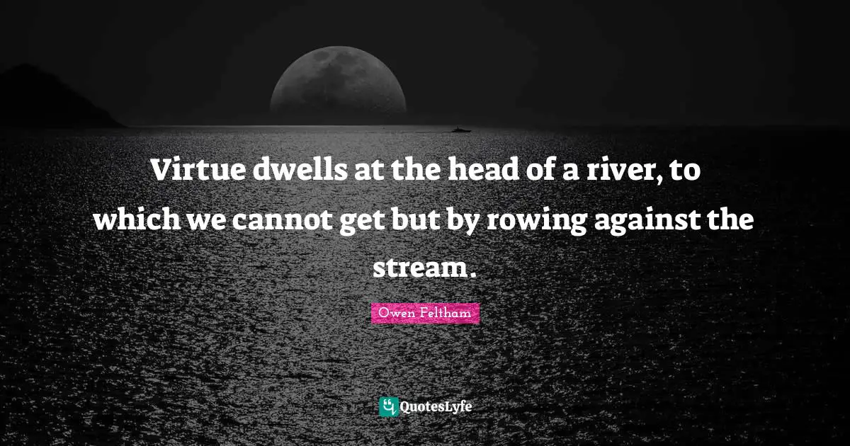 Virtue dwells at the head of a river, to which we cannot get but by rowing against the stream.
