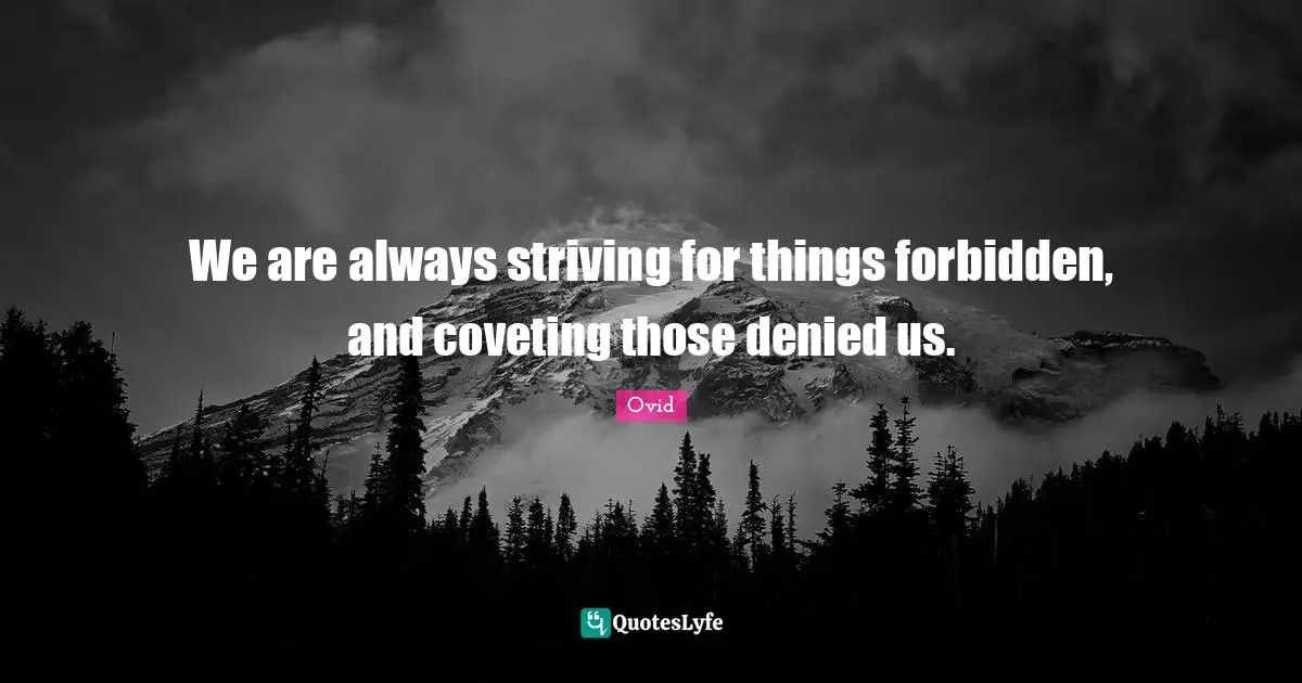 Coveting Quotes: "We are always striving for things forbidden, and coveting those denied us."