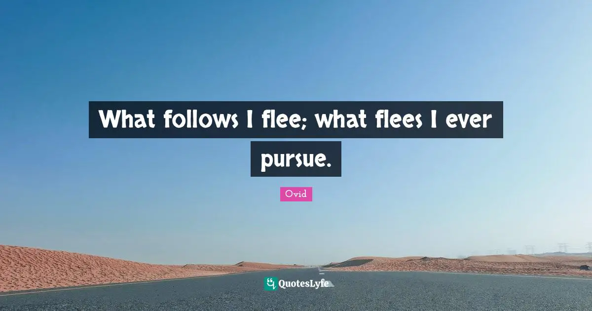 What follows I flee; what flees I ever pursue.