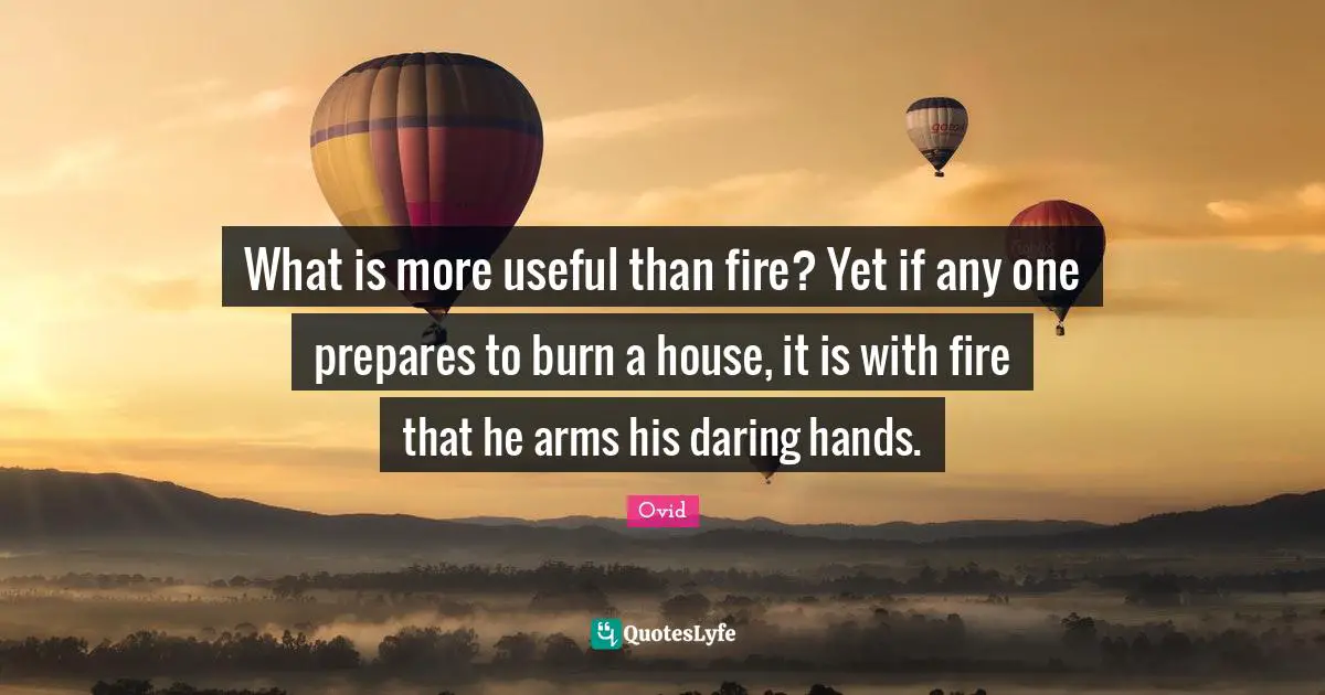 What is more useful than fire? Yet if any one prepares to burn a house, it is with fire that he arms his daring hands.