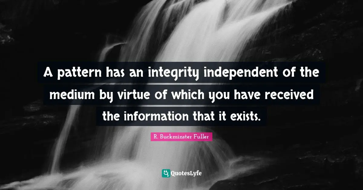 A pattern has an integrity independent of the medium by virtue of which you have received the information that it exists.