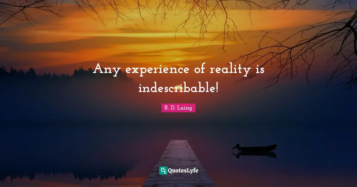 Any experience of reality is indescribable!