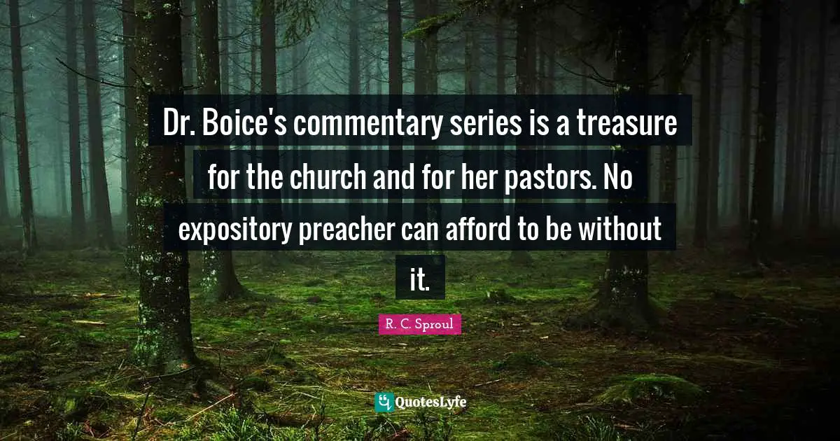 Dr. Boice's commentary series is a treasure for the church and for her pastors. No expository preacher can afford to be without it.