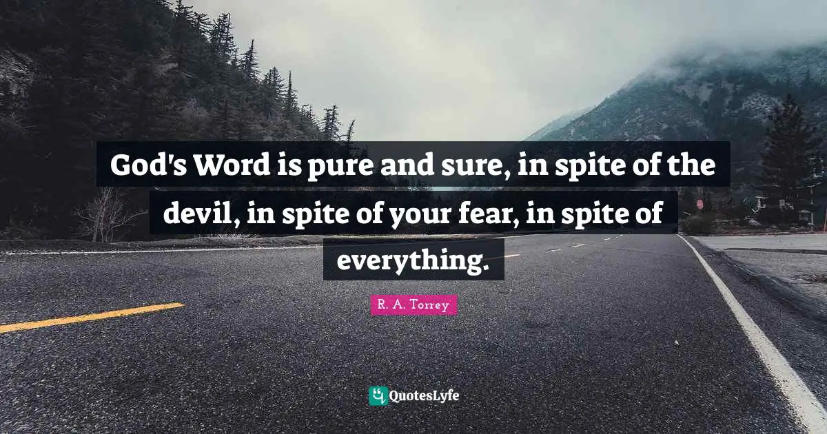 God's Word is pure and sure, in spite of the devil, in spite of your fear, in spite of everything.