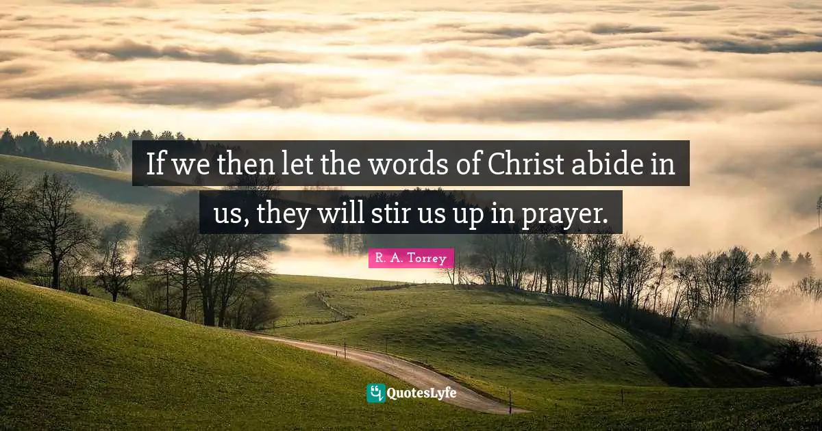 If we then let the words of Christ abide in us, they will stir us up in prayer.