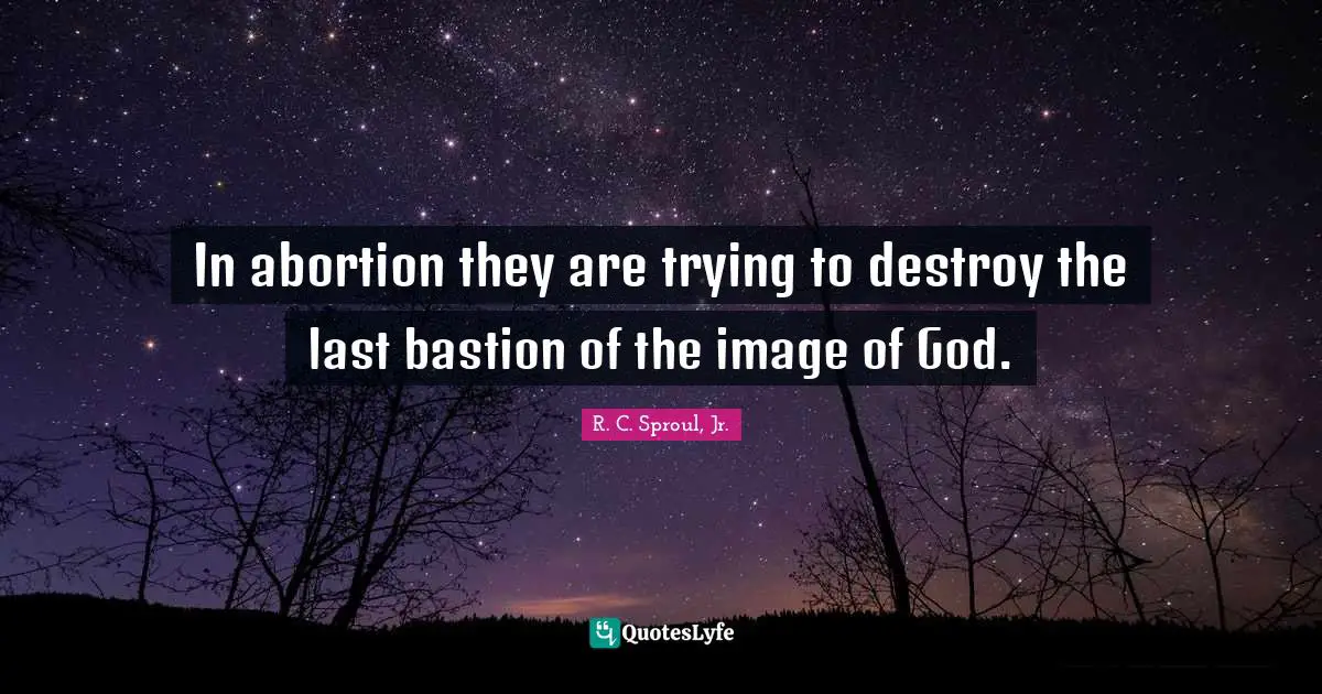 In abortion they are trying to destroy the last bastion of the image of God.