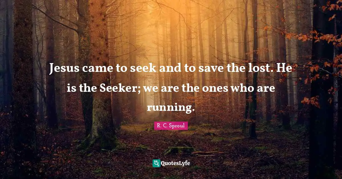 Jesus came to seek and to save the lost. He is the Seeker; we are the ones who are running.