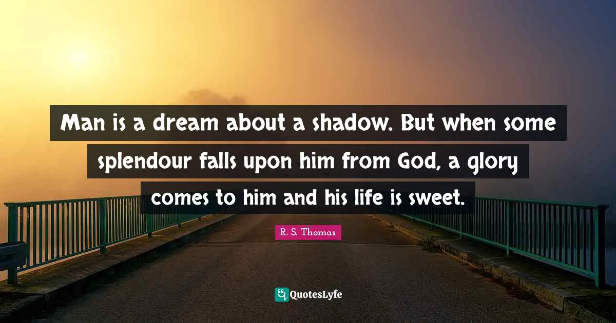 Man is a dream about a shadow. But when some splendour falls upon him from God, a glory comes to him and his life is sweet.
