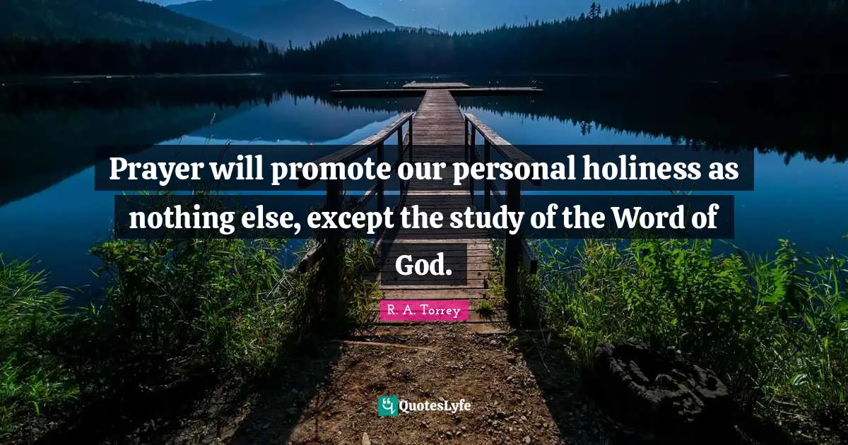 Prayer will promote our personal holiness as nothing else, except the study of the Word of God.