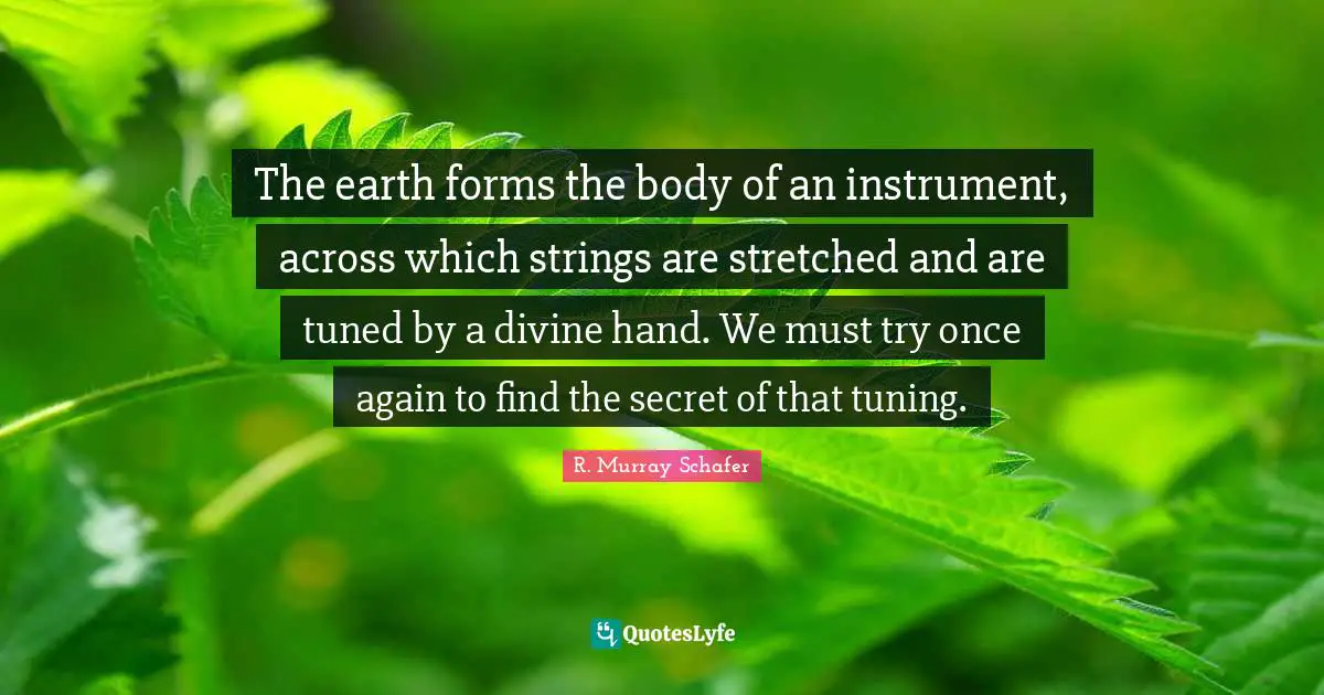 The earth forms the body of an instrument, across which strings are stretched and are tuned by a divine hand. We must try once again to find the secret of that tuning.