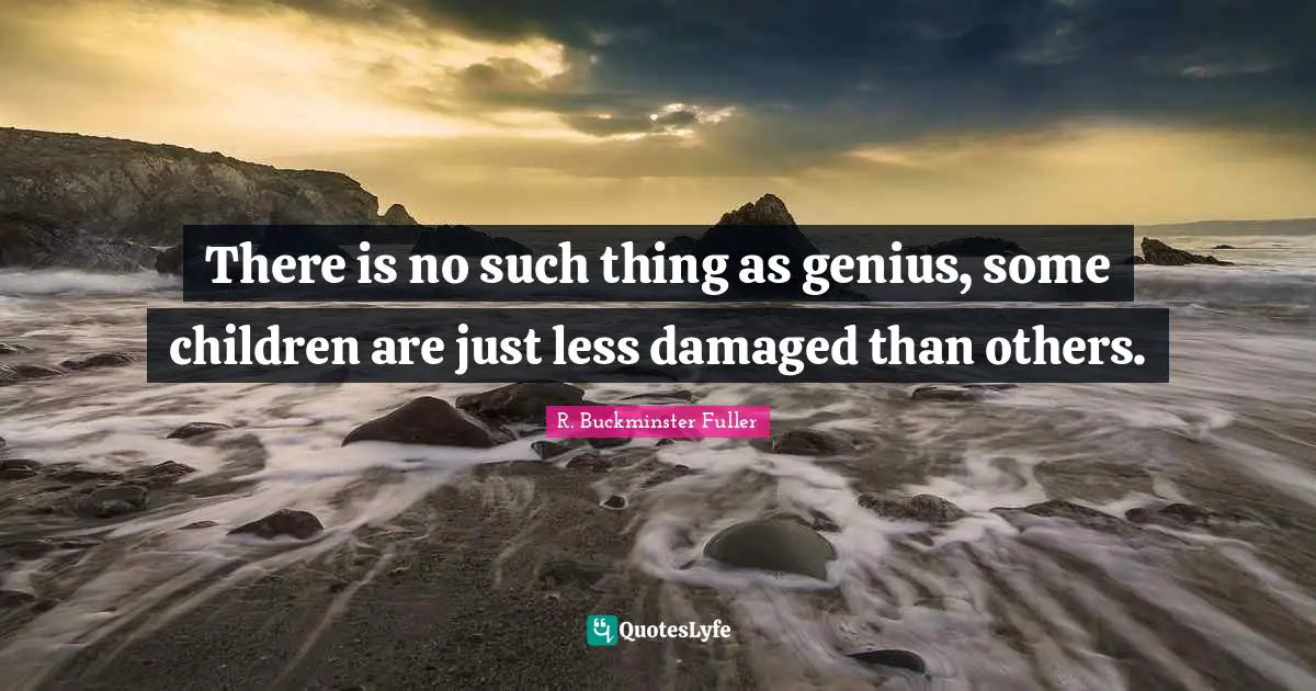 There is no such thing as genius, some children are just less damaged than others.