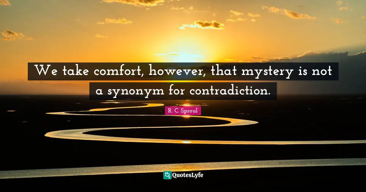 We take comfort, however, that mystery is not a synonym for contradiction.