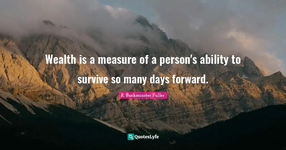 Wealth is a measure of a person's ability to survive so many days forward.