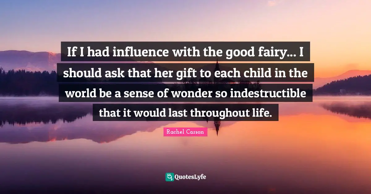 If I had influence with the good fairy... I should ask that her gift to each child in the world be a sense of wonder so indestructible that it would last throughout life.