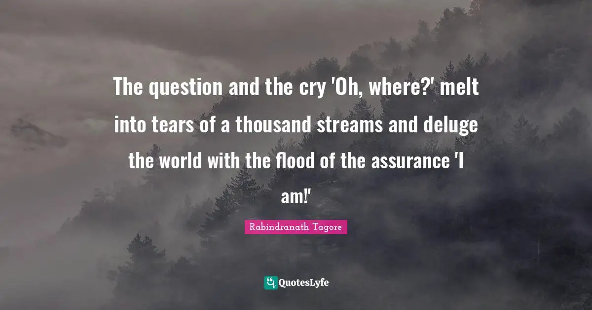 The question and the cry 'Oh, where?' melt into tears of a thousand streams and deluge the world with the flood of the assurance 'I am!'