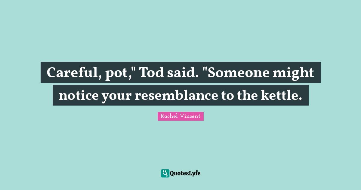 Careful, pot," Tod said. "Someone might notice your resemblance to the kettle.