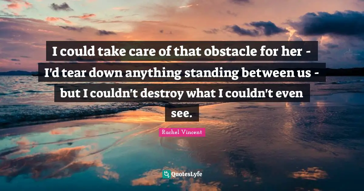 I could take care of that obstacle for her - I'd tear down anything standing between us - but I couldn't destroy what I couldn't even see.