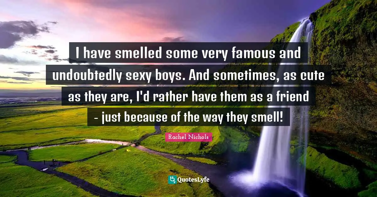 I have smelled some very famous and undoubtedly sexy boys. And sometimes, as cute as they are, I'd rather have them as a friend - just because of the way they smell!