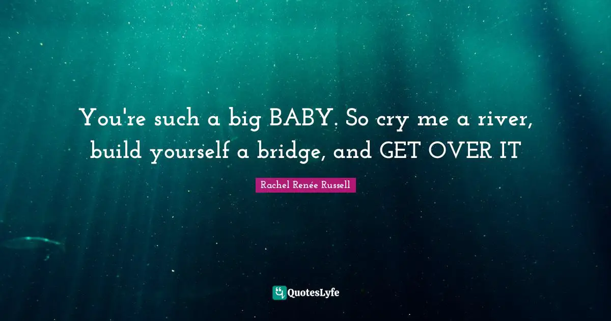 You're such a big BABY. So cry me a river, build yourself a bridge, and GET OVER IT