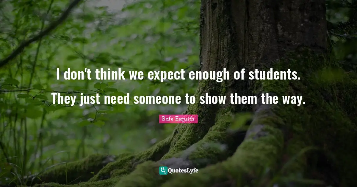 I don't think we expect enough of students. They just need someone to show them the way.