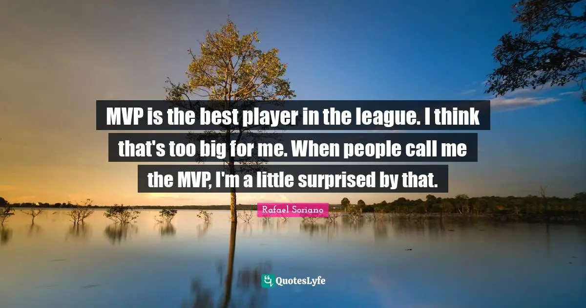 MVP is the best player in the league. I think that's too big for me. When people call me the MVP, I'm a little surprised by that.